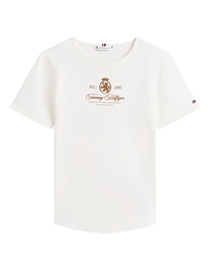 Slim Varsity Crest Tee in White image 5