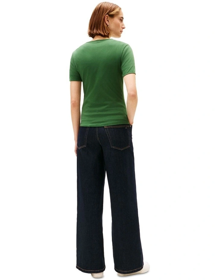 Slim Varsity Crest Tee in Green image 2