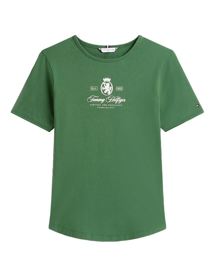 Slim Varsity Crest Tee in Green image 5