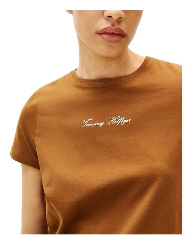 Textured Logo T-Shirt in Brown image 3