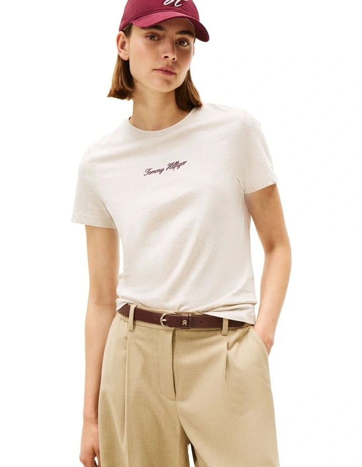 Textured Logo T-Shirt in Beige image 1