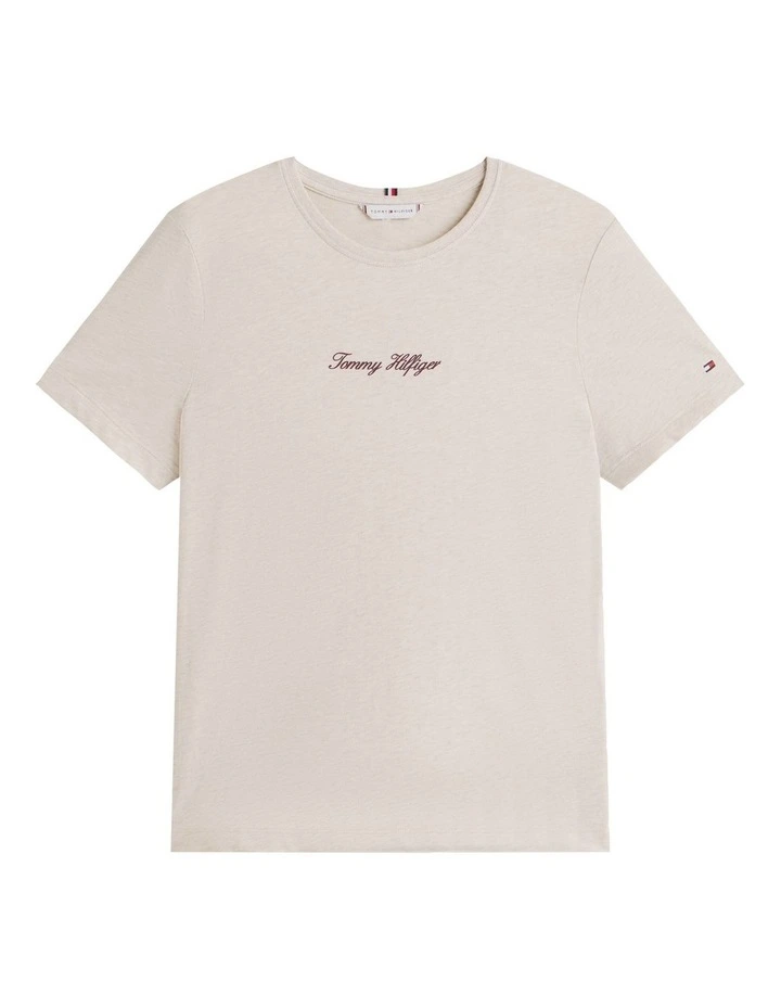Textured Logo T-Shirt in Beige image 5