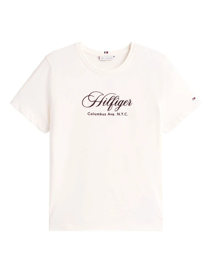 Logo Embroidery Crew Neck T-Shirt in Ivory image 5