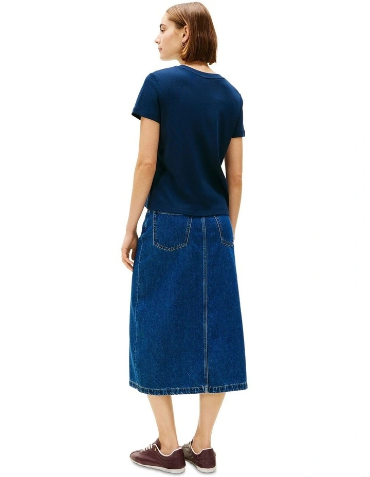 Logo Crew Neck T-shirt in Navy image 2