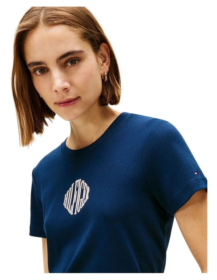 Logo Crew Neck T-shirt in Navy image 3