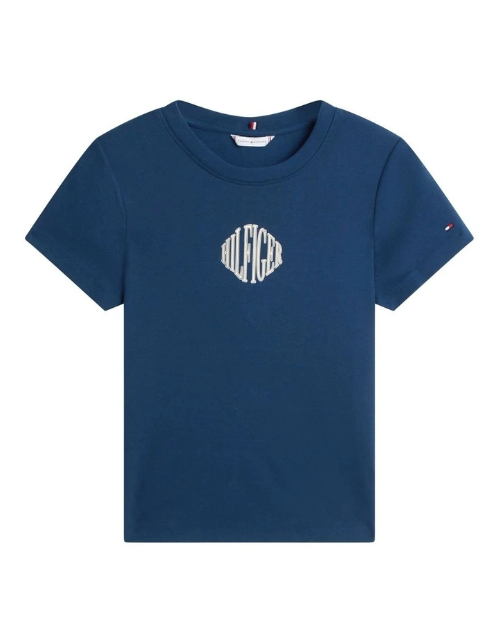 Logo Crew Neck T-shirt in Navy image 5