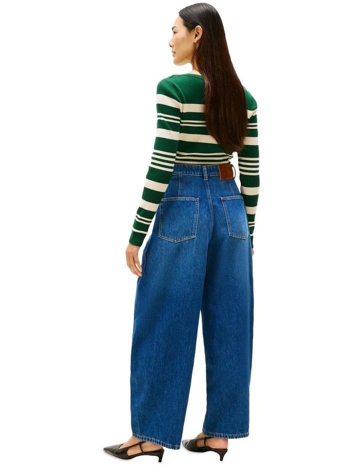 High Rise Balloon Leg Loose Jeans in Blue image 2