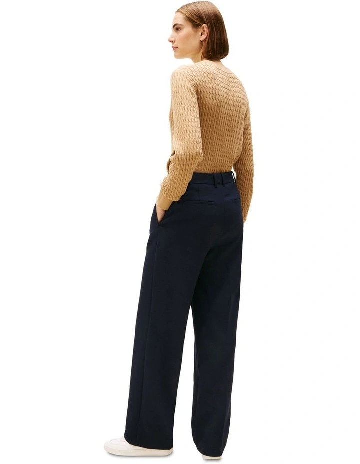 Relaxed Straight Leg Trousers in Navy image 2