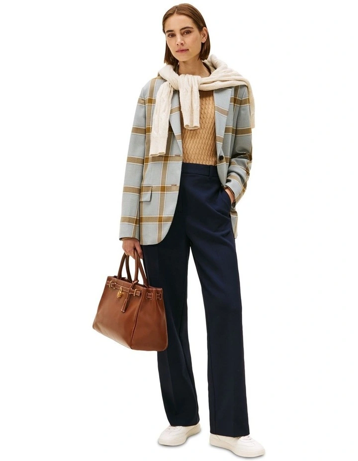 Relaxed Straight Leg Trousers in Navy image 4