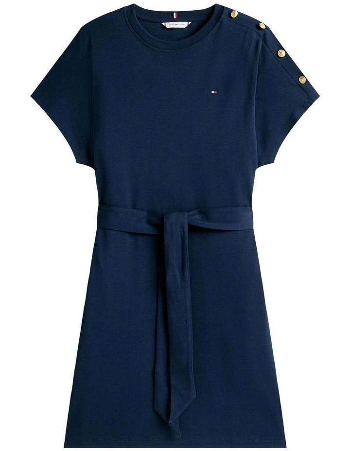 Button Fit And Flare Dress in Blue image 5