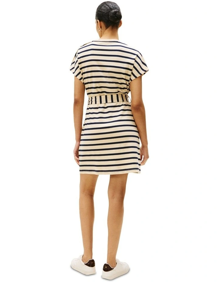 Button Fit And Flare Dress in White image 2