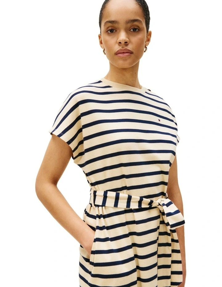 Button Fit And Flare Dress in White image 3
