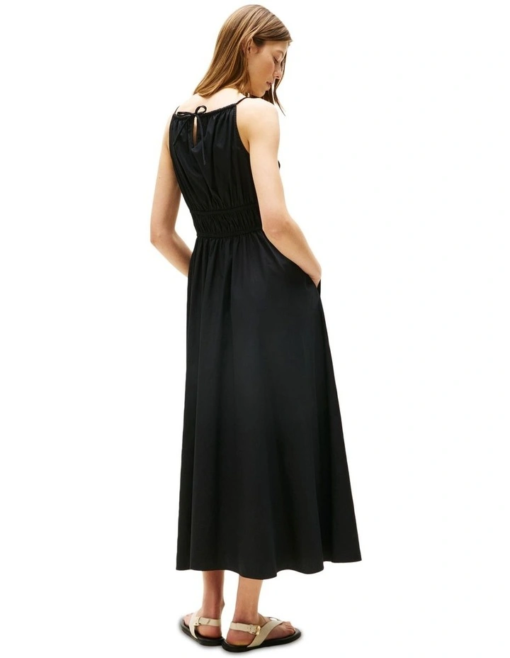 Smock Scoop Neck Maxi Dress in Black image 2
