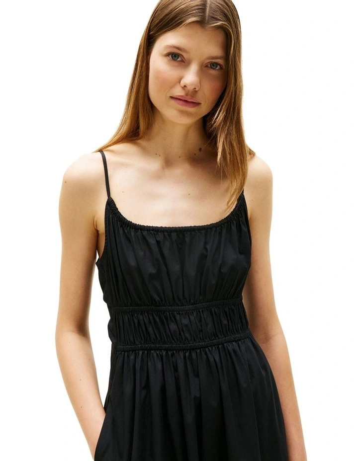 Smock Scoop Neck Maxi Dress in Black image 3
