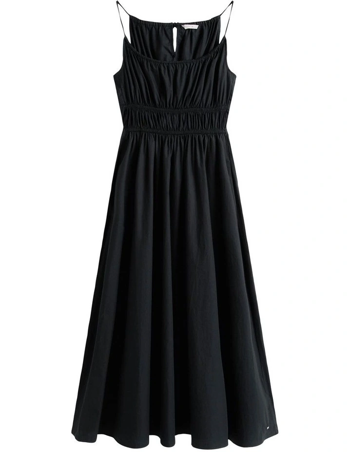 Smock Scoop Neck Maxi Dress in Black image 5