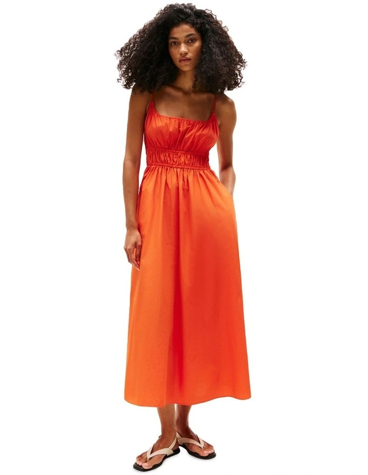 Smock Scoop Neck Maxi Dress in Orange image 1