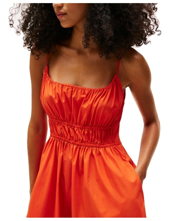Smock Scoop Neck Maxi Dress in Orange image 3