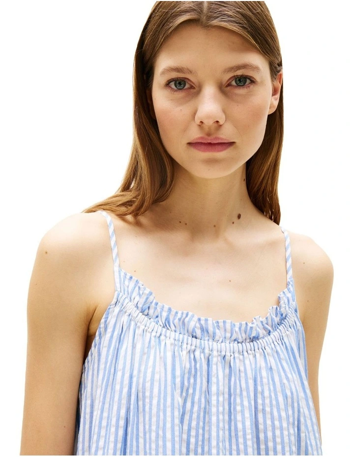 Seersucker Fit And Flare Maxi Dress in Blue image 3