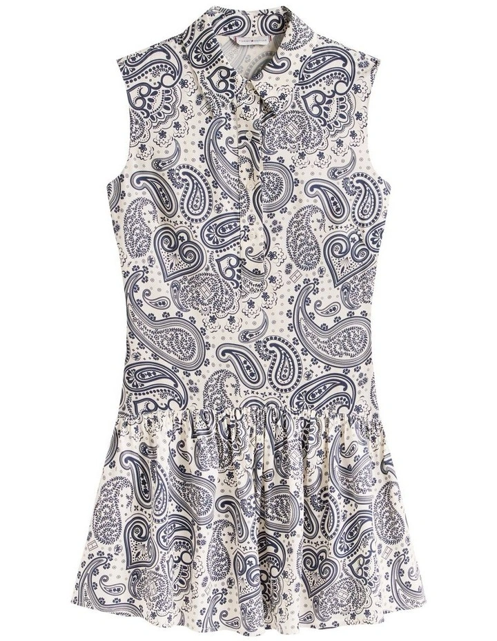 Paisley Twill Mini Dress in Blue image 5