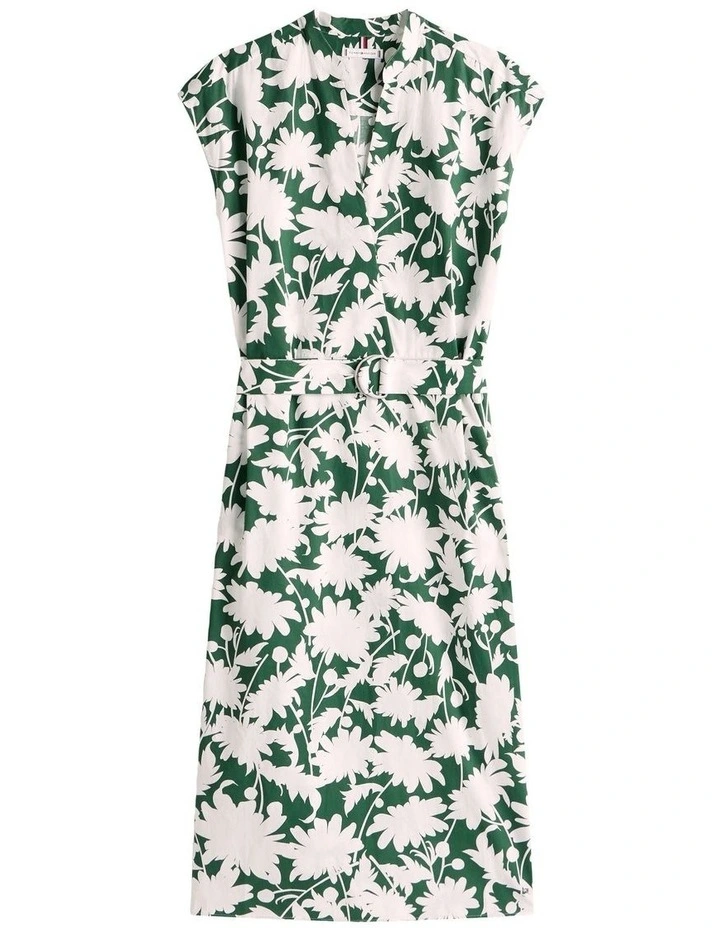 Floral Belted Midi Dress in Green image 5