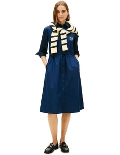 Banker Stripe Shirt Dress in Navy