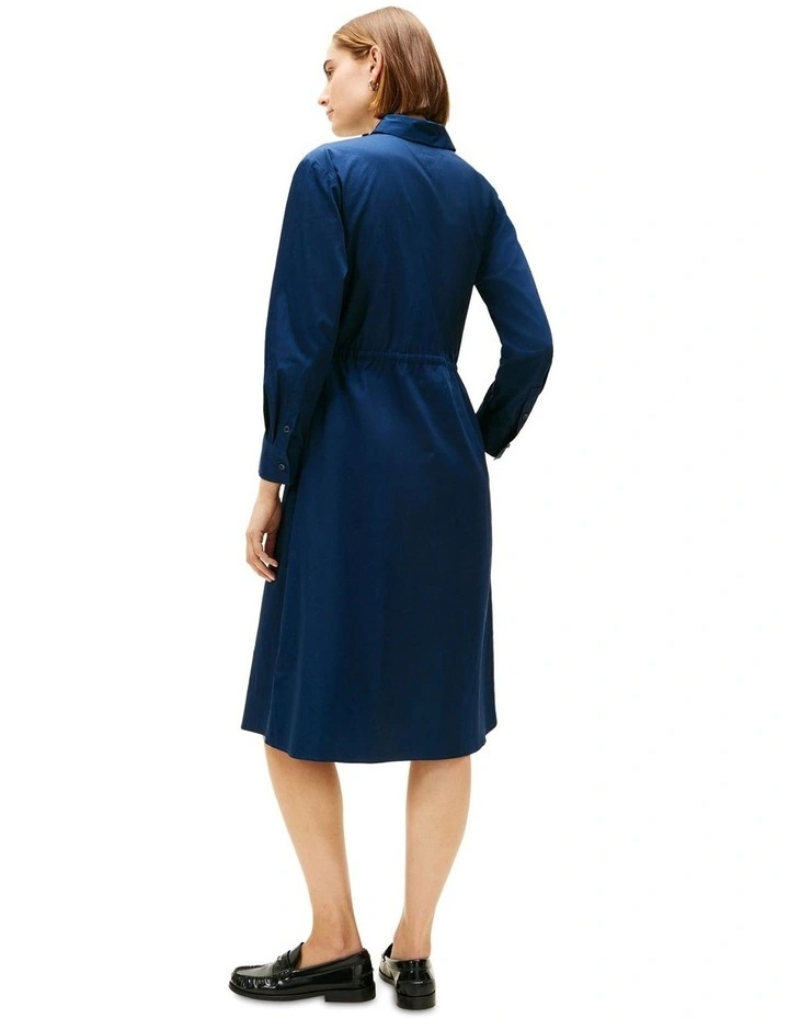 Banker Stripe Shirt Dress in Navy image 2