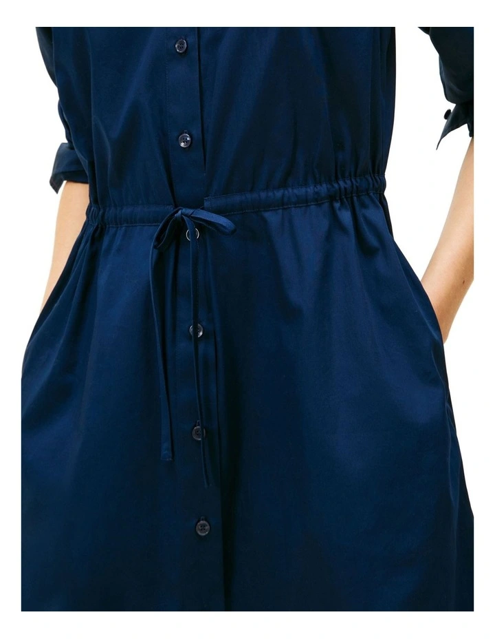 Banker Stripe Shirt Dress in Navy image 4