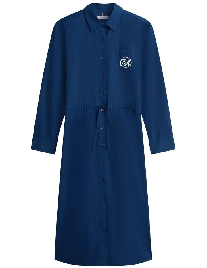 Banker Stripe Shirt Dress in Navy image 5