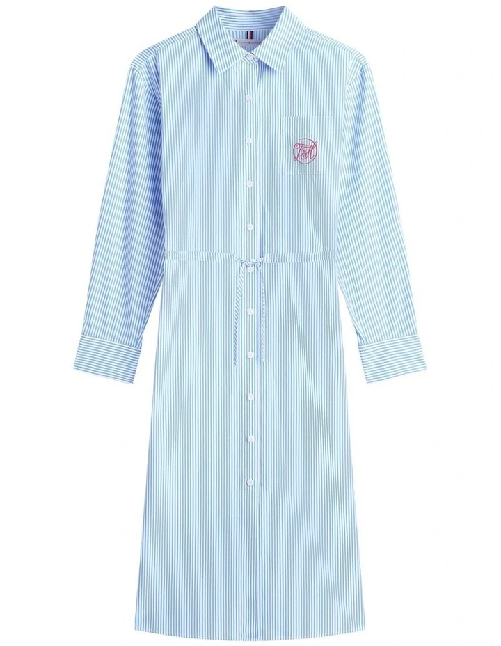 Banker Stripe Shirt Dress in Blue image 5