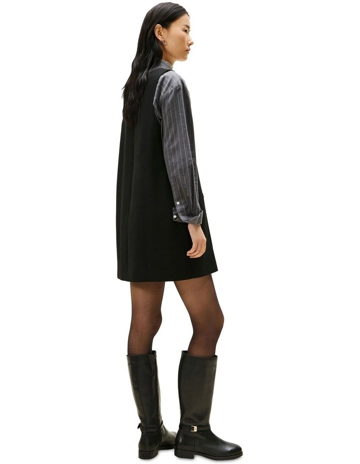 V-Neck Mini Shift Dress in Black image 2