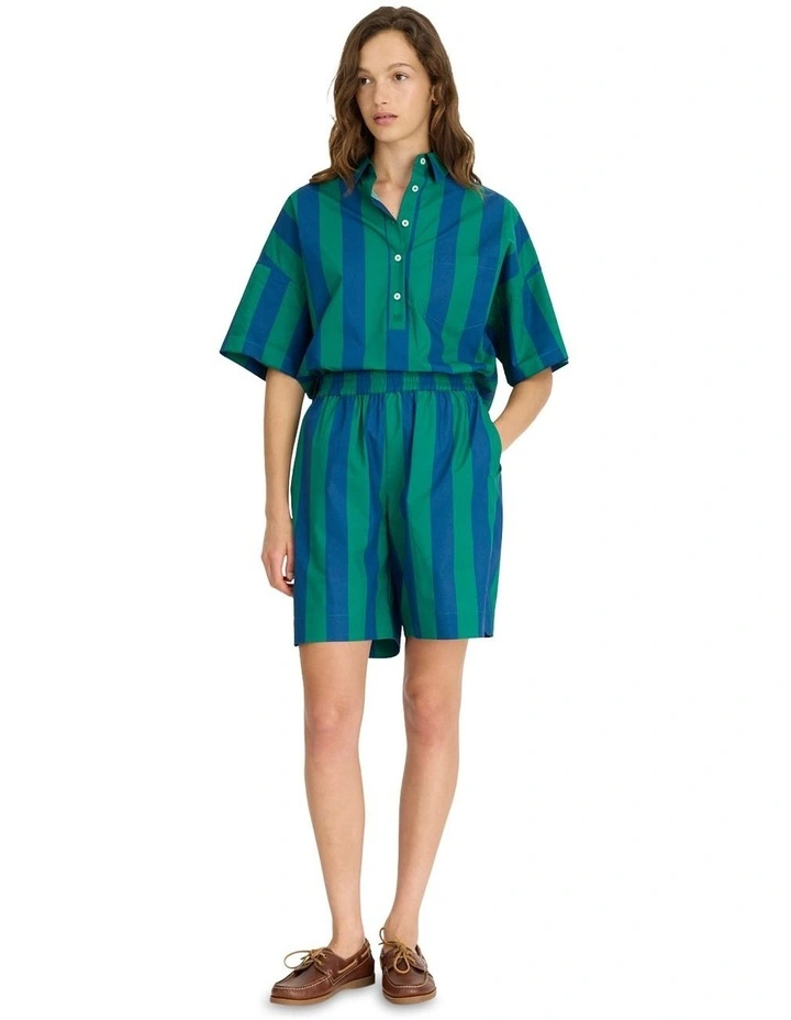 Chiara Mid Length Stripe Shorts in Green image 1