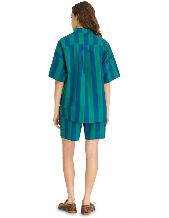 Chiara Mid Length Stripe Shorts in Green image 2