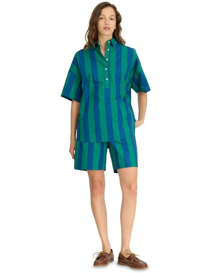 Short Sleeve Half Placket Chiara Shirt in Green image 1