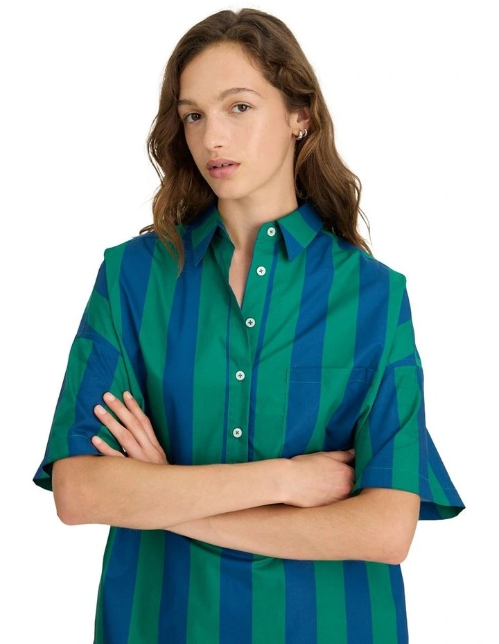 Short Sleeve Half Placket Chiara Shirt in Green image 4