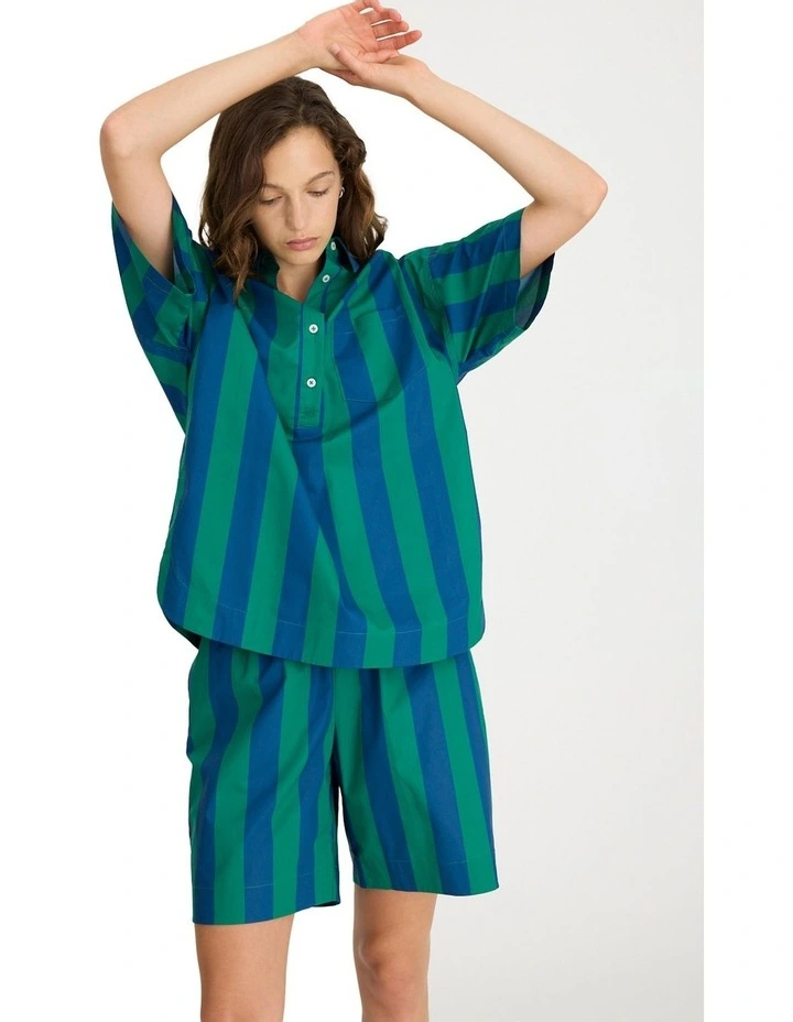 Short Sleeve Half Placket Chiara Shirt in Green image 7