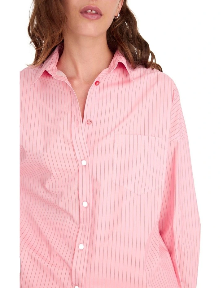 Chiara Pinstripe Long Sleeve Shirt in Pink image 4