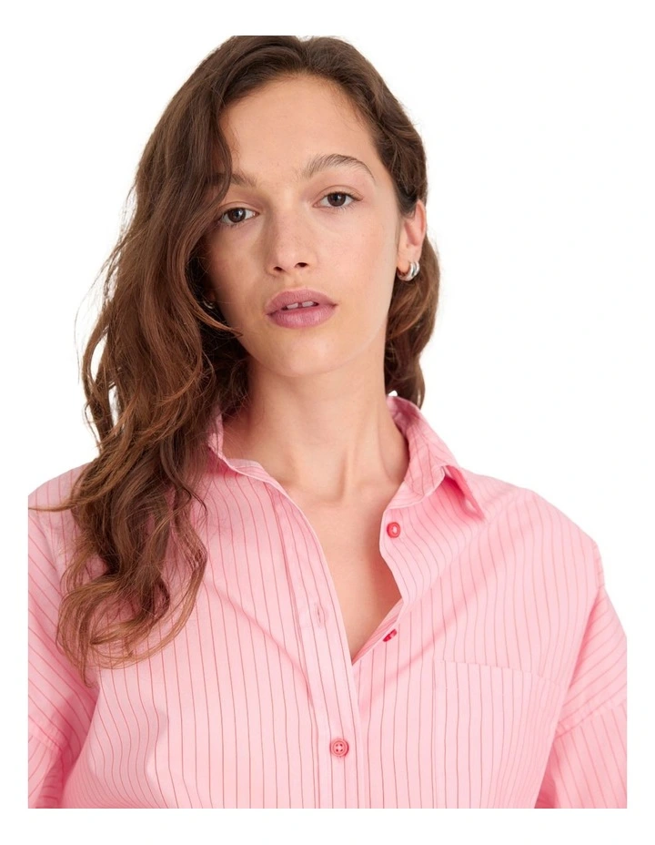 Chiara Pinstripe Long Sleeve Shirt in Pink image 6
