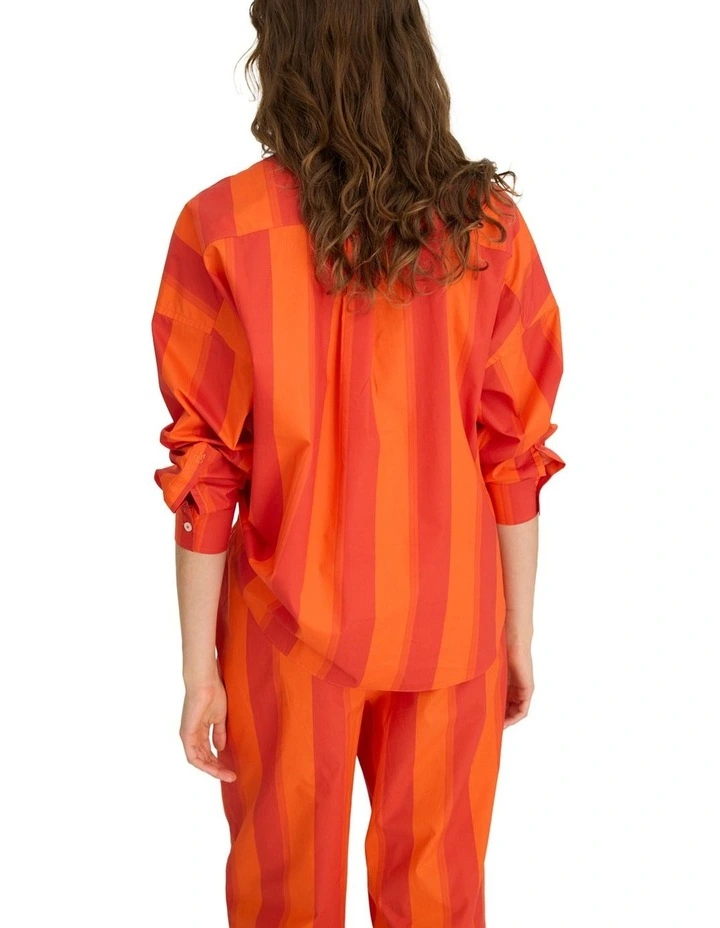 Chiara Long Sleeve Stripes Shirt in Orange image 2