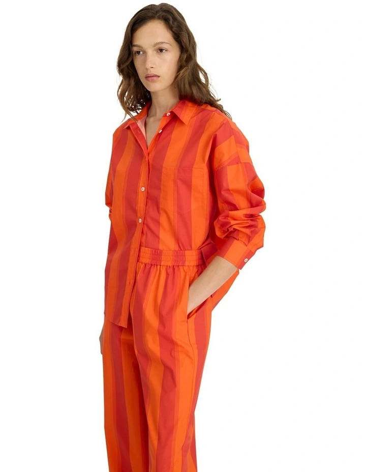 Chiara Long Sleeve Stripes Shirt in Orange image 3