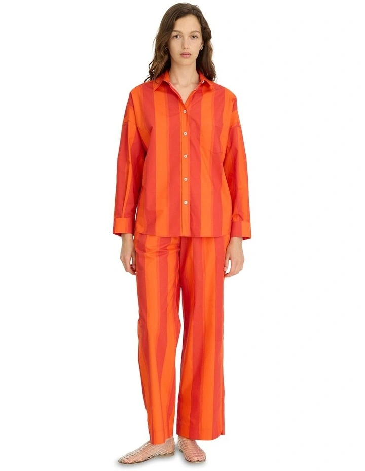 Chiara Long Sleeve Stripes Shirt in Orange image 5