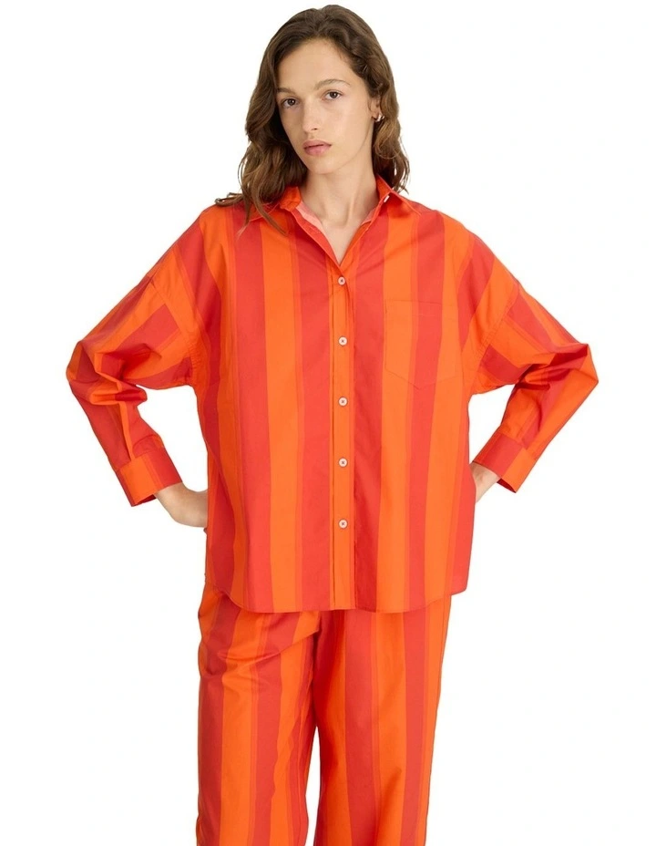 Chiara Long Sleeve Stripes Shirt in Orange image 6