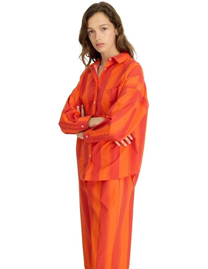 Chiara Long Sleeve Stripes Shirt in Orange image 7