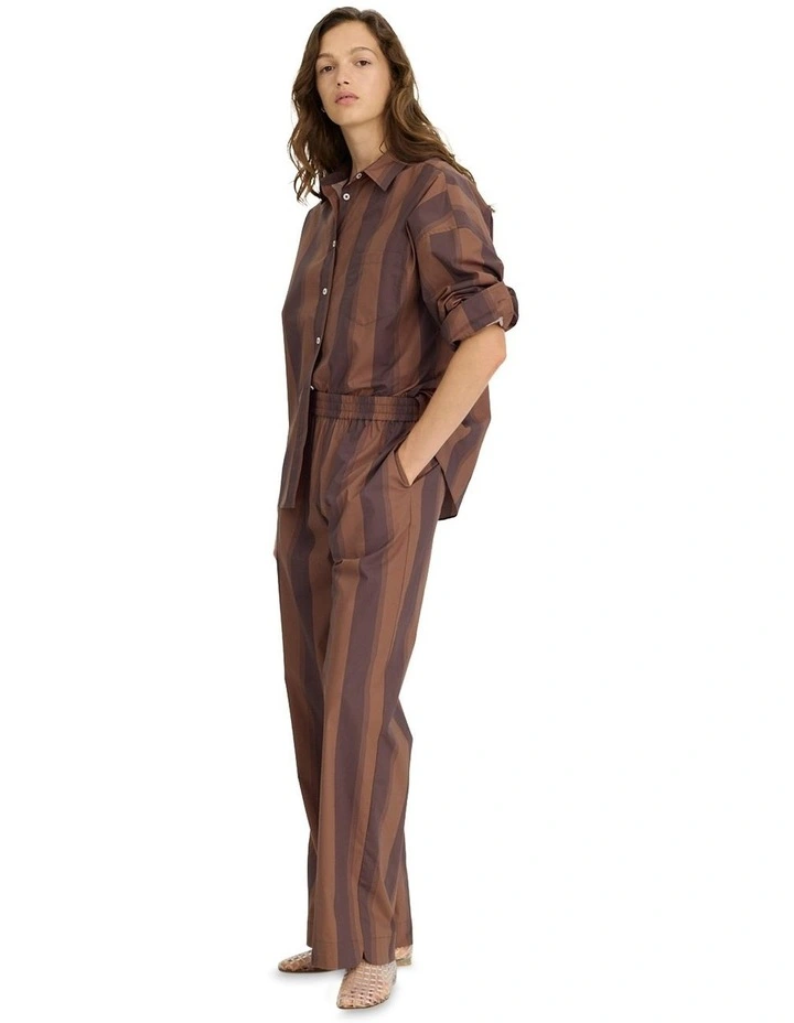 Chiara Long Sleeve Stripes Shirt in Brown image 3
