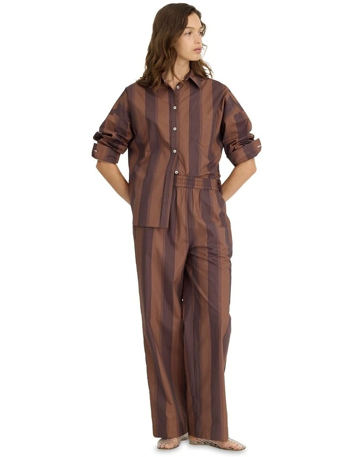 Chiara Long Sleeve Stripes Shirt in Brown image 4