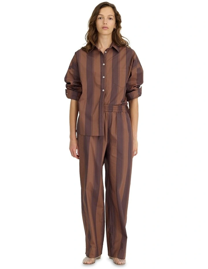 Chiara Long Sleeve Stripes Shirt in Brown image 5