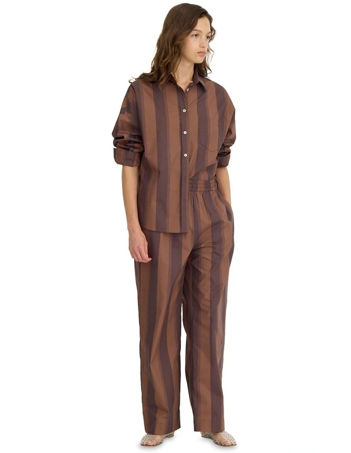 Chiara Long Sleeve Stripes Shirt in Brown image 7
