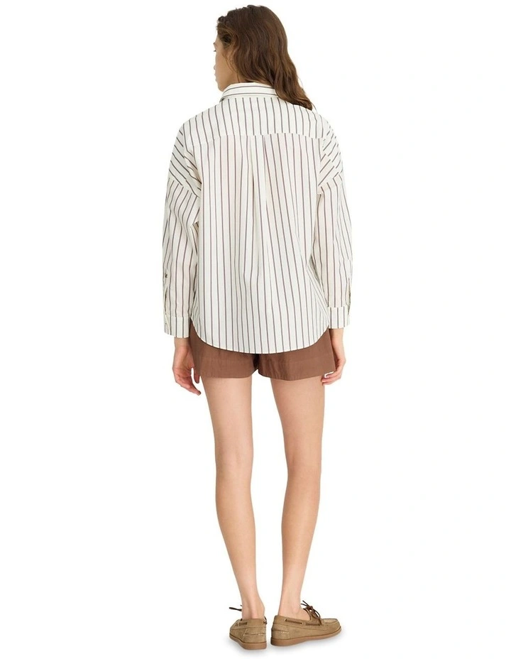 Chiara Long Sleeve Stripes Shirt in White image 2