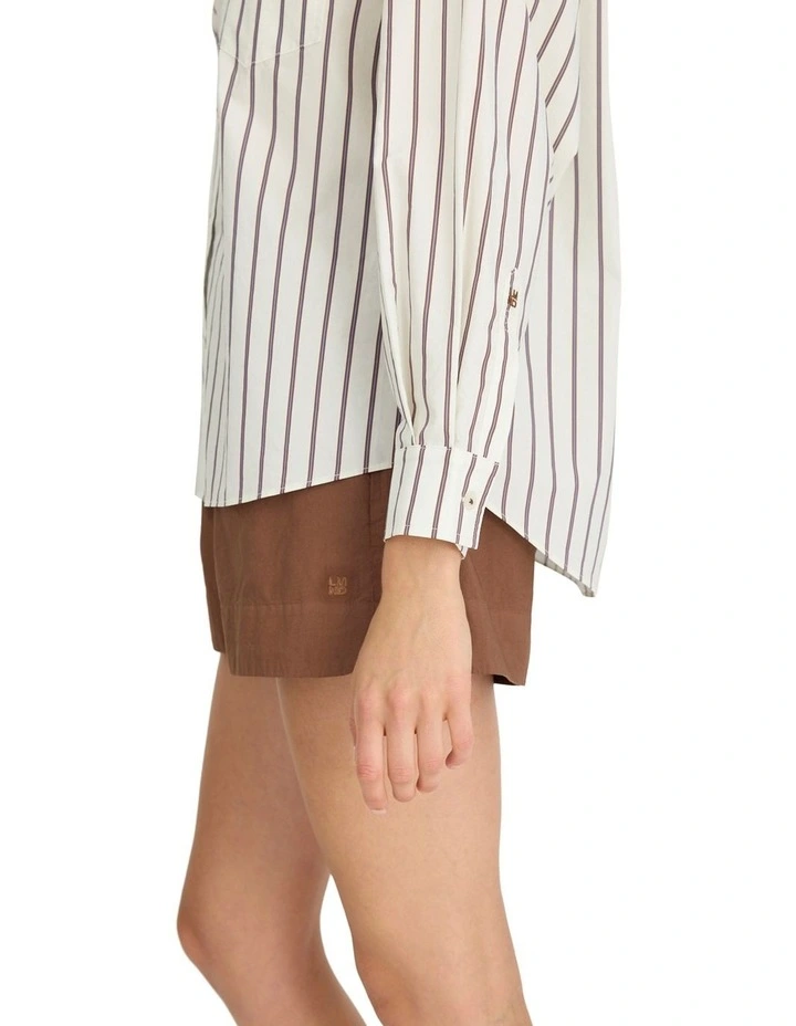 Chiara Long Sleeve Stripes Shirt in White image 4