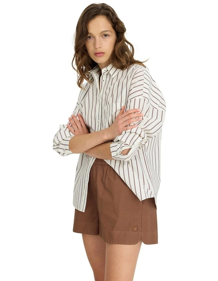 Chiara Long Sleeve Stripes Shirt in White image 5