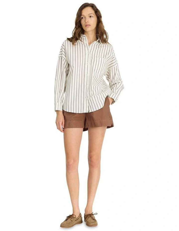 Chiara Long Sleeve Stripes Shirt in White image 7